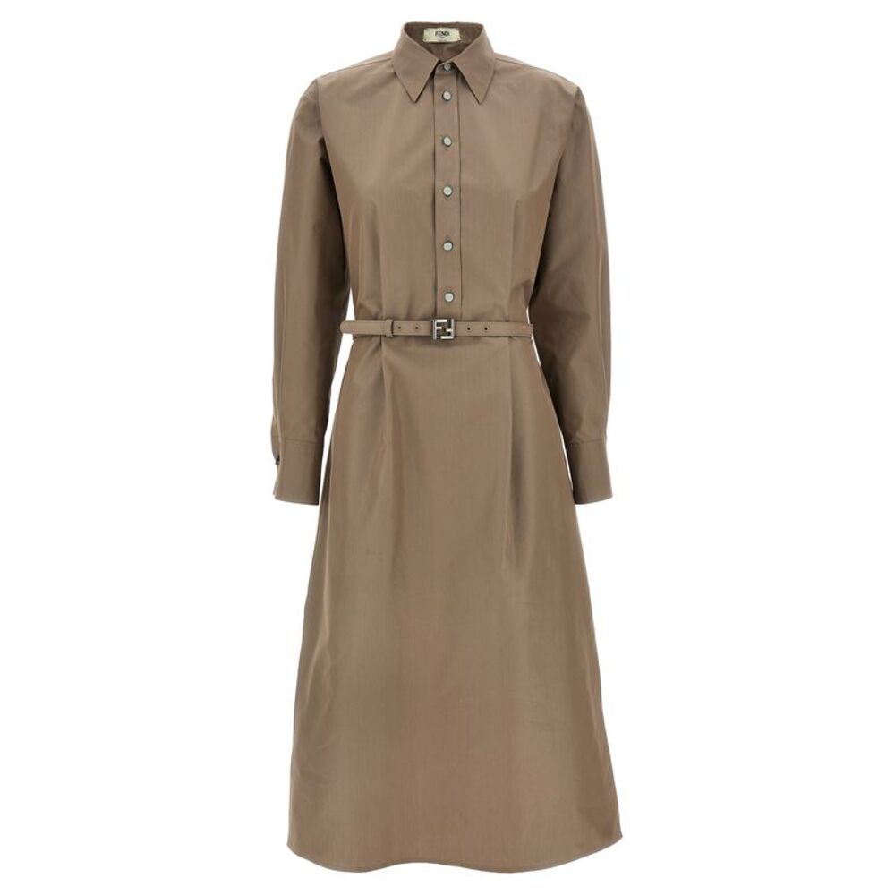 Fendi Gray Cotton Midi Women's Dress